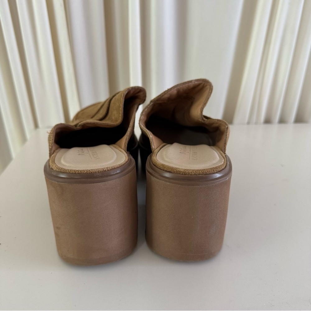 Anthropologie Matisse Kelly Tan Suede Platform Mules Loafers Size 10 - Picture 7 of 8